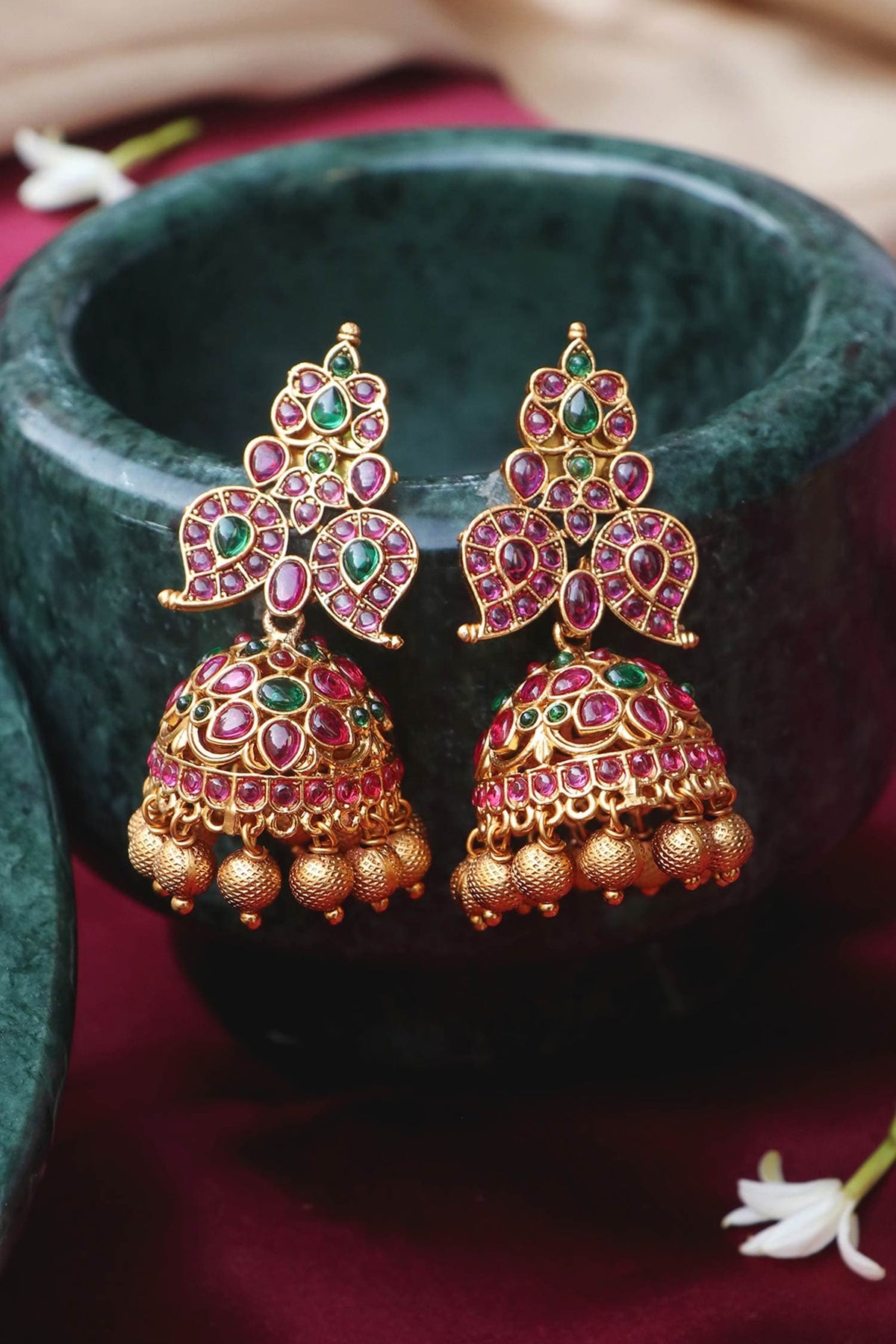 Gold Stone & Beads Jewellery Set 