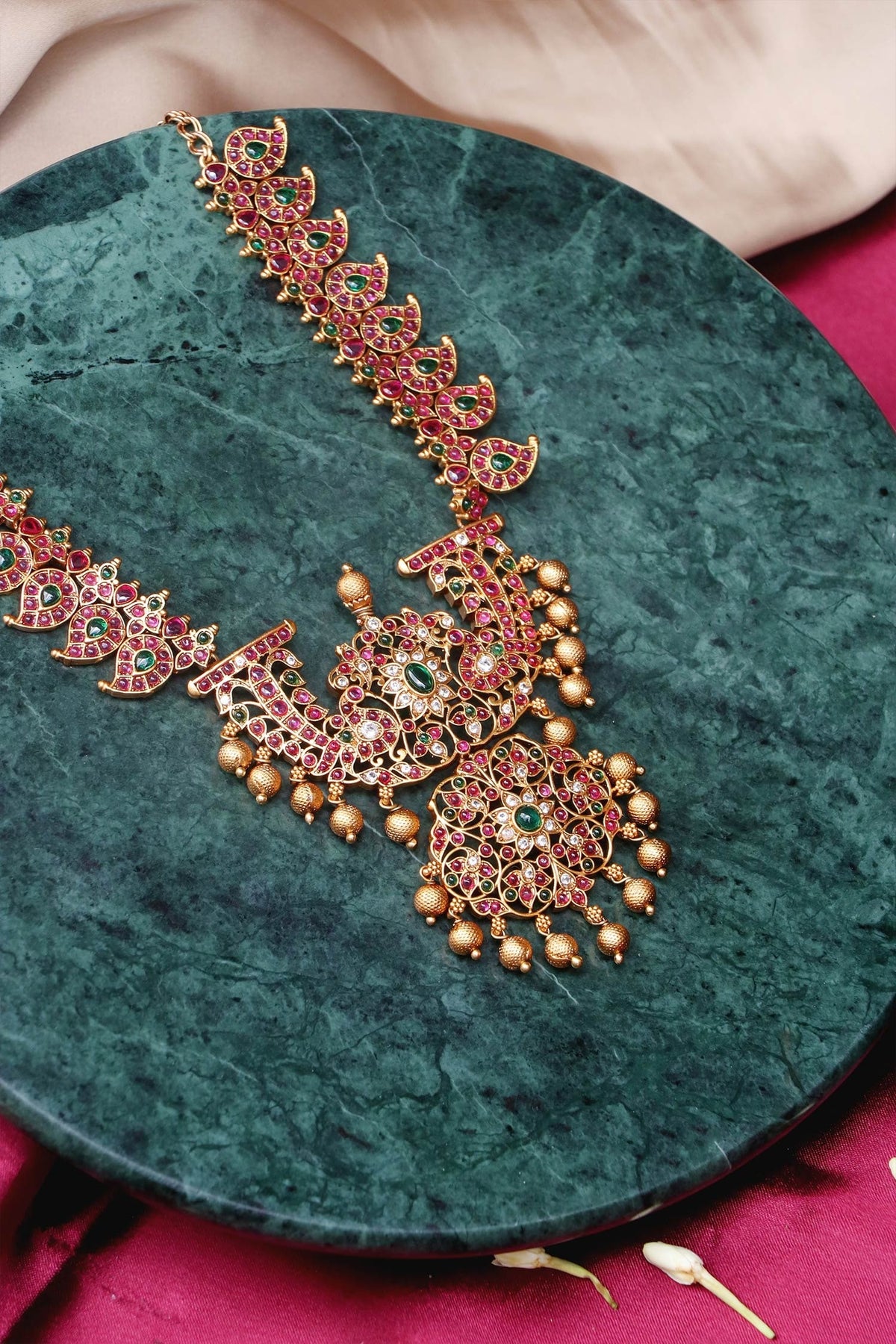 Gold Stone & Beads Jewellery Set 