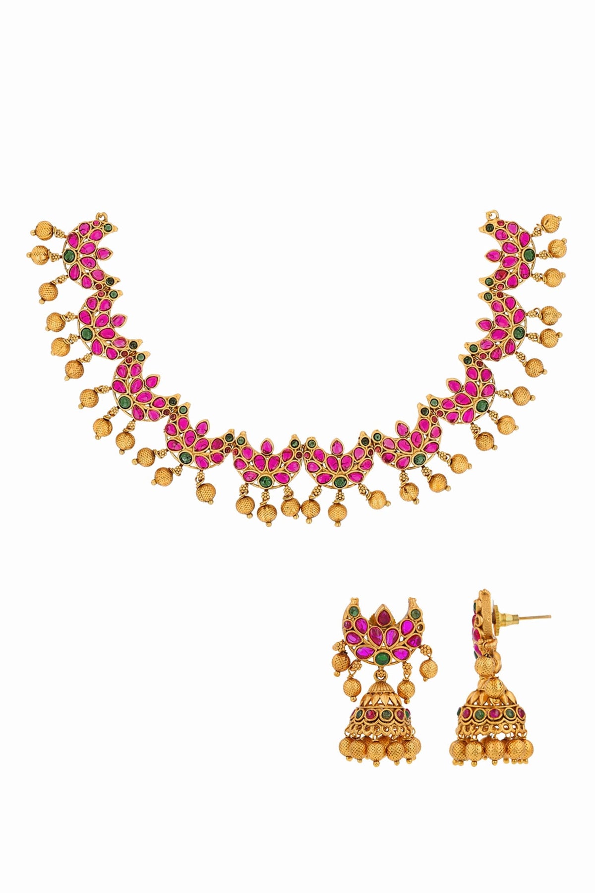 Gold Stone & Bead Embellished Jewellery Set 