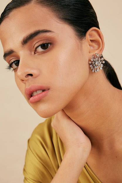 Gold Plated Synthetic Stone Stud Earrings