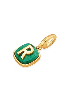 Gold Finish Malachite Stone Charm