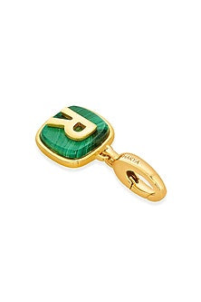 Gold Finish Malachite Stone Charm