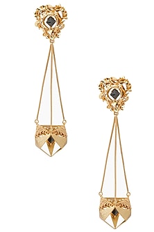 Gold Finish Geometric Shape Jhumki Earrings