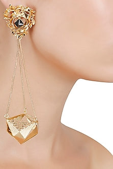 Gold Finish Geometric Shape Jhumki Earrings