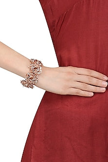 Rose Gold and Silver Finish 3D Floral Motif Bracelet