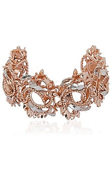 Rose Gold and Silver Finish 3D Floral Motif Bracelet