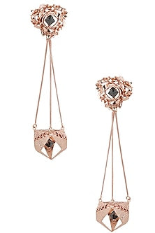 Rose Gold Finish Geometric Shape Jhumki Earrings