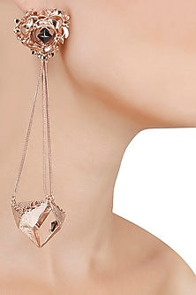 Rose Gold Finish Geometric Shape Jhumki Earrings