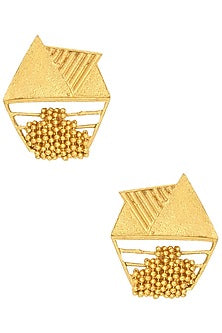 Gold Plated Hexagon Shape Earrings