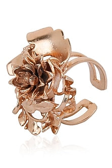 Rose Gold Finish 3D Flower Shape Ring