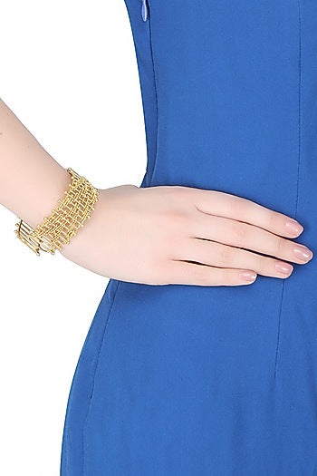 Gold Plated Dynamic Open Cuff Bracelet
