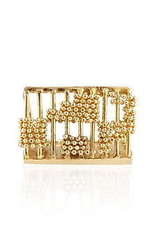 Gold Plated Rectangular Shaped 3D Ring