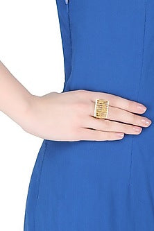 Gold Plated Rectangular Shaped 3D Ring