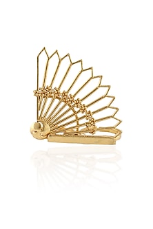 Gold Plated Fan Motif Double Finger Tribal Ring