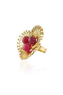 Gold Plated Pink Floral Ring