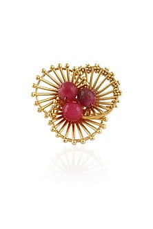Gold Plated Pink Floral Ring