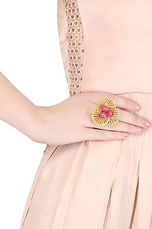 Gold Plated Pink Floral Ring