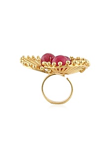 Gold Plated Pink Floral Ring
