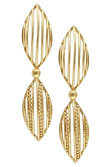 Gold Plated Dual Marquise Shaped Drop Earrings