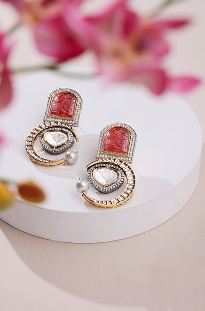 Bespoke Polki Red Earrings
