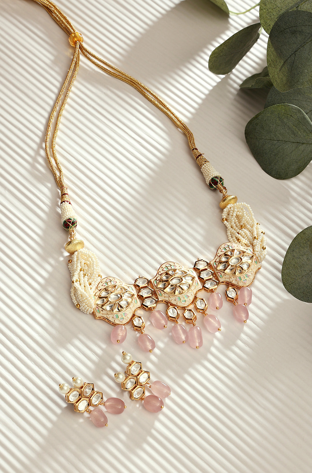 Kundan Polki Pearly Antique Choker Set