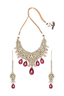 Gold Finish Meenakari Bridal Necklace Set