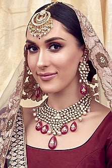 Gold Finish Meenakari Bridal Necklace Set