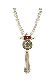 Gold Finish Jade Carved Necklace