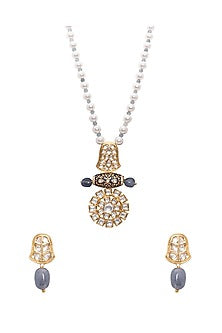 Gold Finish Meenakari Pearl Necklace Set