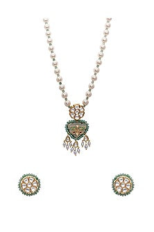 Gold Finish Meenakari Pearls Necklace Set