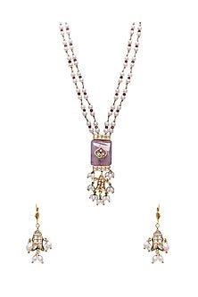 Gold Finish Shell Pearl Necklace Set