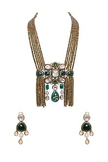 Gold Finish Polki Necklace Set