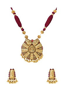 Gold Finish Hydro Ruby Necklace Set