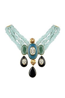 Gold Finish Agate Beaded Necklace