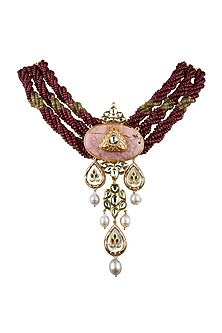 Gold Finish Kundan Polki & Agate Necklace