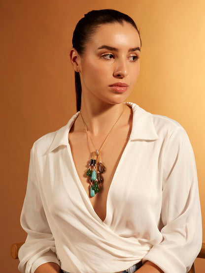Gem Shower Lariat Necklace