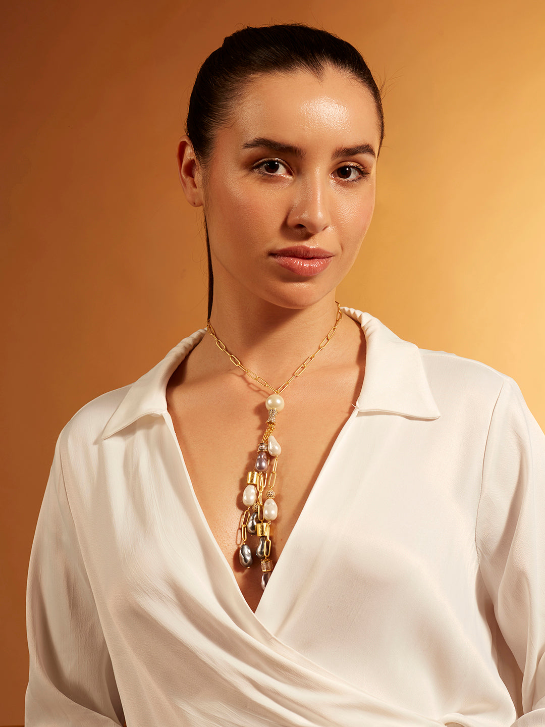 Pearl Rain Lariat Necklace