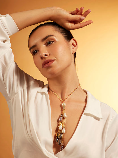 Pearl Rain Lariat Necklace