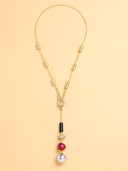 Red Gold Lariat Necklace