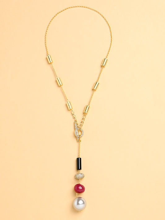 Red Gold Lariat Necklace