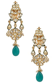 Gold Plated Blue Stone Earrings
