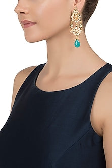 Gold Plated Blue Stone Earrings
