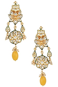 Gold Plated Yellow Stone Earrings