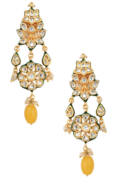 Gold Plated Yellow Stone Earrings