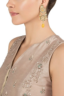 Gold Plated Yellow Stone Earrings
