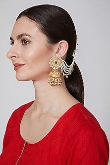 Gold Plated Engraved Jhumka Earrings