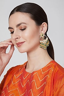 Gold Plated Emerald Stone Earrings