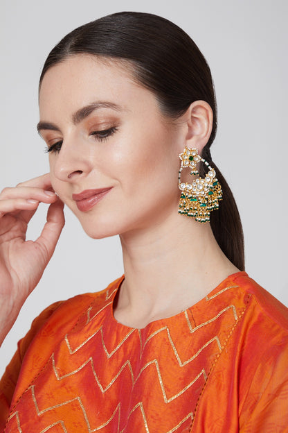 Gold Plated Emerald Stone Earrings