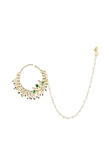 Gold Plated Jadtar and Green Stone Nosering