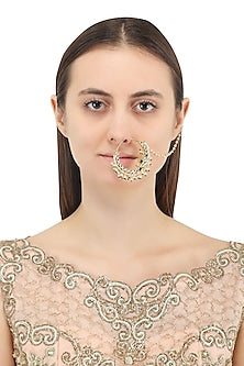 Gold Plated Jadtar and Green Stone Nosering